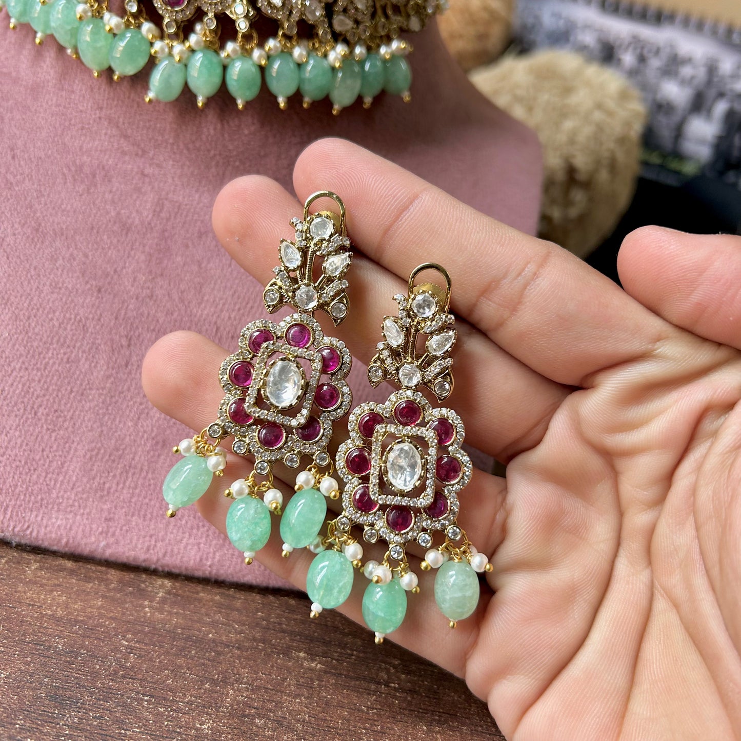 Polki Fluorite Beads Choker Set – Artistic Ethnic Elegance by Mercy Jewels