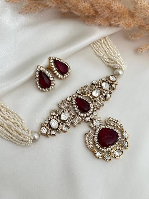 Premium Doublet Choker Necklace with White Beads