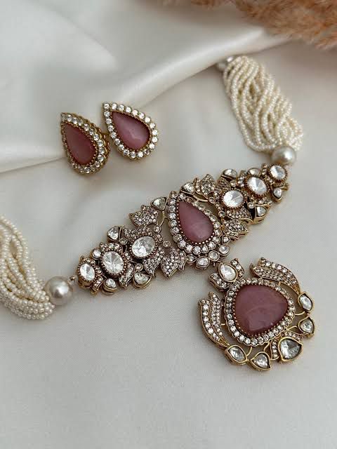 Premium Doublet Choker Necklace with White Beads