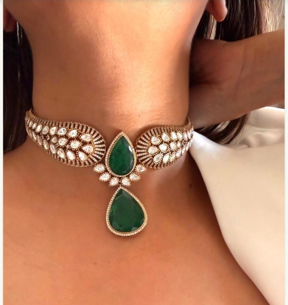 Polki Doublet Hasli Necklace & Earrings – Traditional Elegance by Mercy Jewels