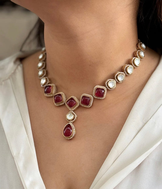 Doublet Polki Set with Earrings in Brass – Timeless Traditional Beauty by Mercy Jewels