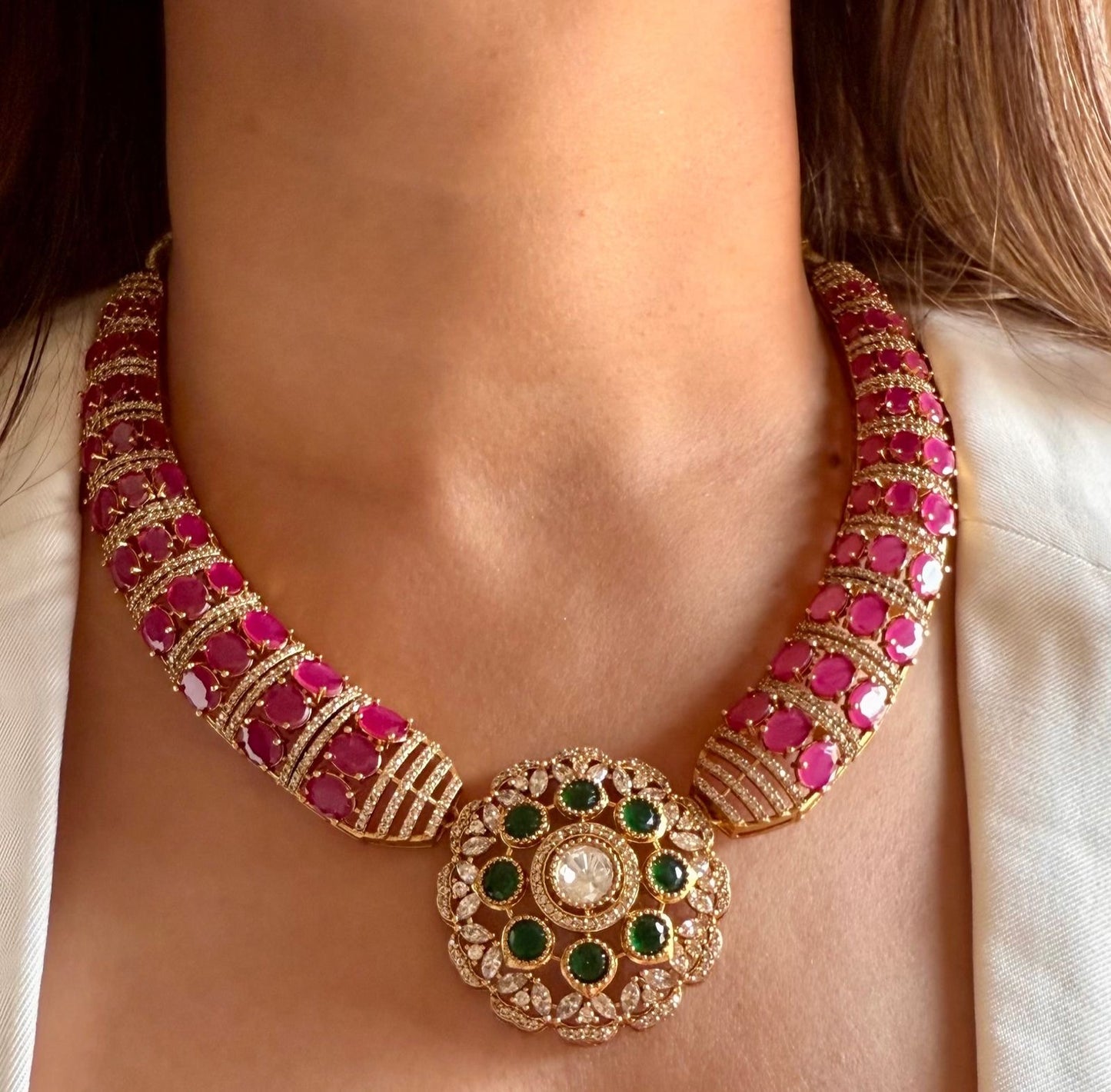 Traditional Polki Hasli Necklace Set for Brides | Mercy Jewel