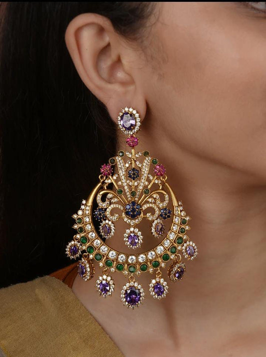 Royal Multicolor Chandbali Earrings for Women | Bridal Statement Ethnic Jewellery India