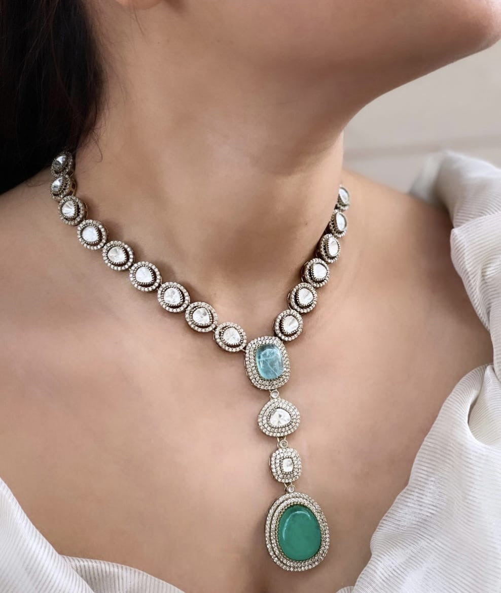 Long Polki Necklace – Elegant Traditional Design by Mercy Jewels