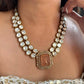 Double Layer Polki Necklace Set & Earrings – Elegant Ethnic Jewelry by Mercy Jewels