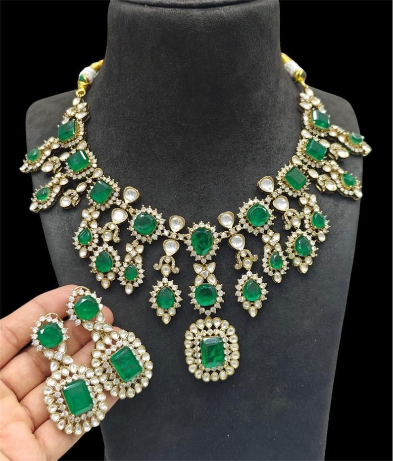Doublet Polki Bridal Necklace Set – Elegant Wedding Jewelry by Mercy Jewels