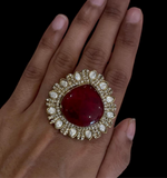 Victorian Double Polki Ring in Brass – Timeless Elegance in Antique Finish