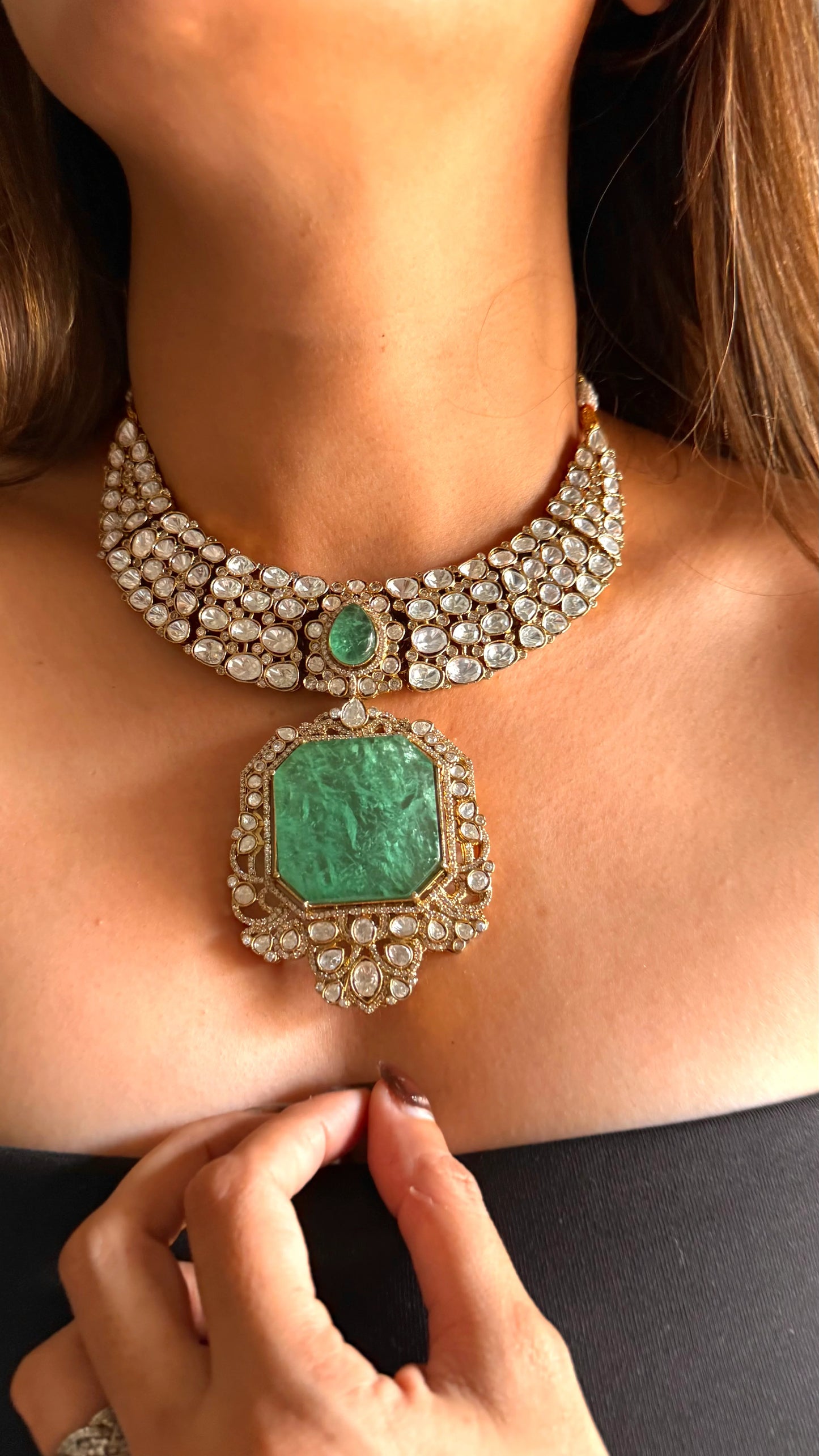 Celebrity Inspired Doublet Polki Kundan Nacklace