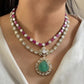 Double Line Necklace Set in Brass – Stylish Traditional Jewelry by Mercy Jewels
