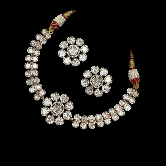 Carat Polish Moissonite Polki kundan Chokker Set