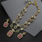 Double Line Necklace Set in Brass | Mercy Jewels