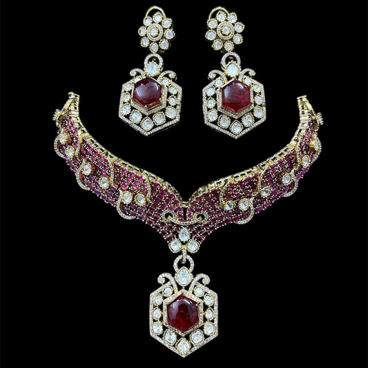 Polki Diamond Necklace Sabyasachi Inspired Green Ruby Kundan Doublet jewelry Moissanite Indian Bridal Choker