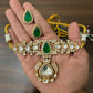 Gold Plated Kundan Polki & Green Stone Choker Necklace Set