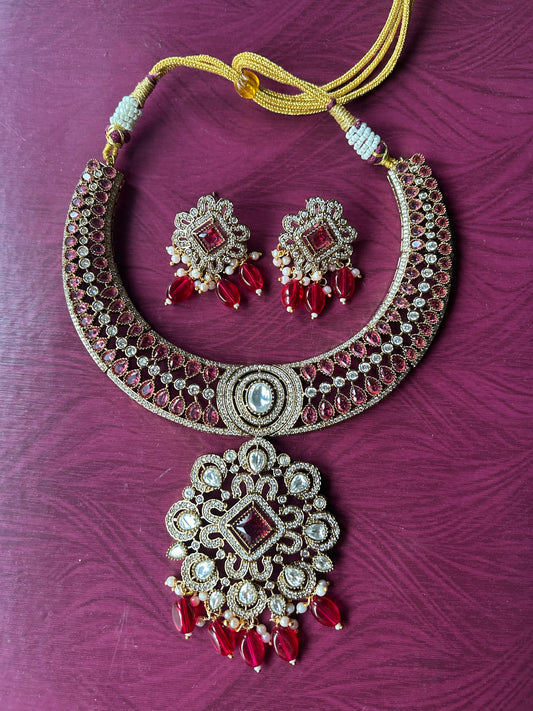 Royal Hasli Necklace Set with Earrings | Bridal Kundan Statement Jewellery India