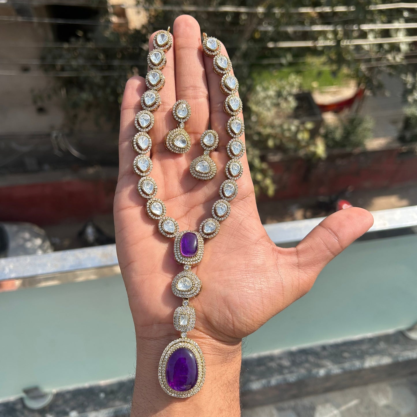 Long Polki Necklace – Elegant Traditional Design by Mercy Jewels