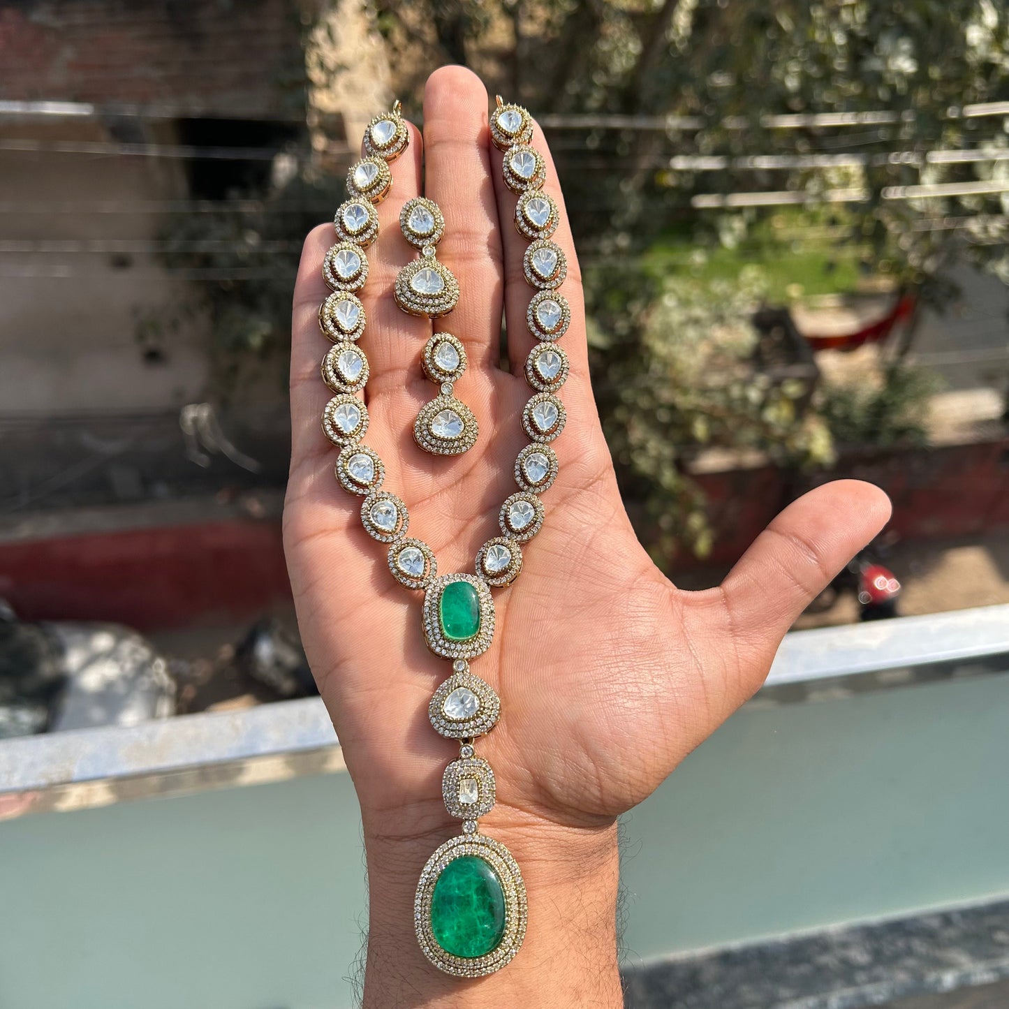 Long Polki Necklace – Elegant Traditional Design by Mercy Jewels