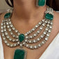 Doublet Stone With Moizzonite Polki Long Necklace Set