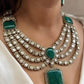 Doublet Stone With Moizzonite Polki Long Necklace Set