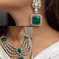 Doublet Stone With Moizzonite Polki Long Necklace Set