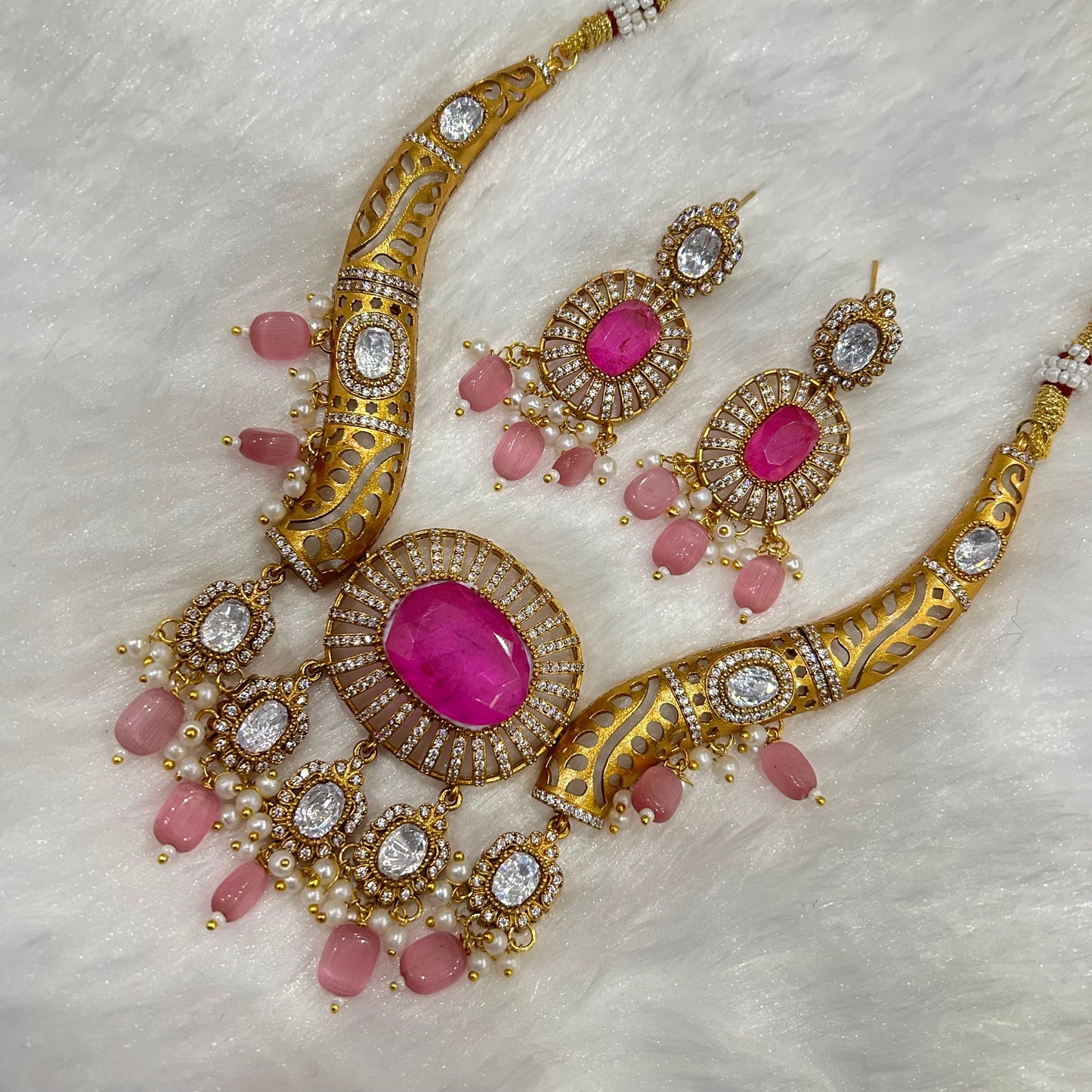 Doublet Stone Hasli Necklace & Earrings – Elegant Ethnic Jewelry by Mercy Jewels