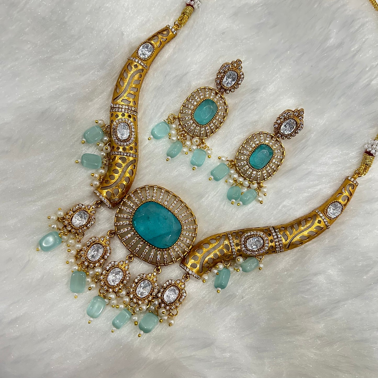 Doublet Stone Hasli Necklace & Earrings – Elegant Ethnic Jewelry by Mercy Jewels