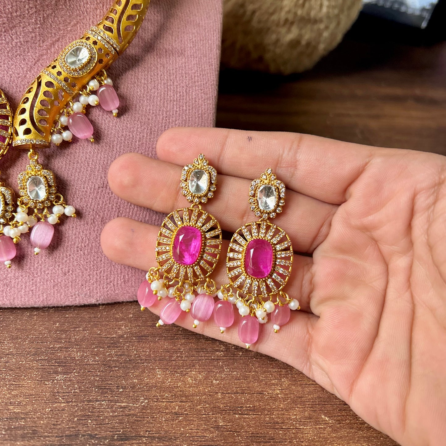Doublet Stone Hasli Necklace & Earrings – Elegant Ethnic Jewelry by Mercy Jewels
