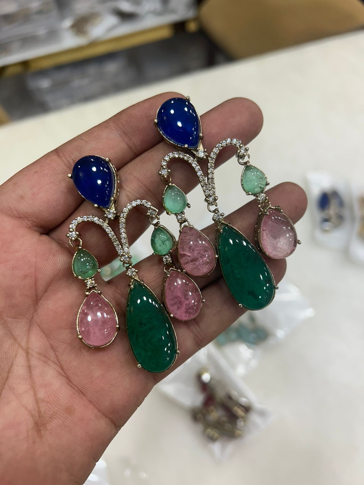AD/Doublet Stone Metal Earrings - Mercy Jewels