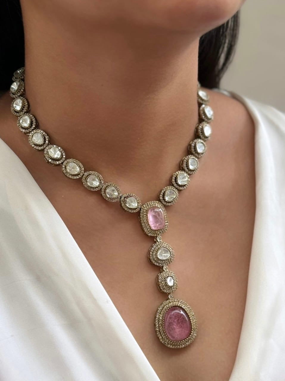Long Polki Necklace – Elegant Traditional Design by Mercy Jewels