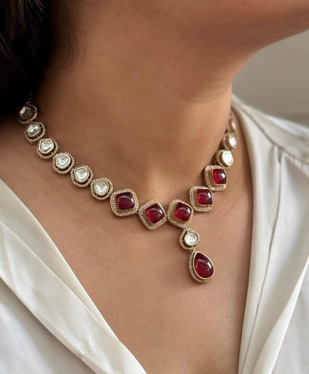 Doublet Polki Set with Earrings in Brass – Timeless Traditional Beauty by Mercy Jewels