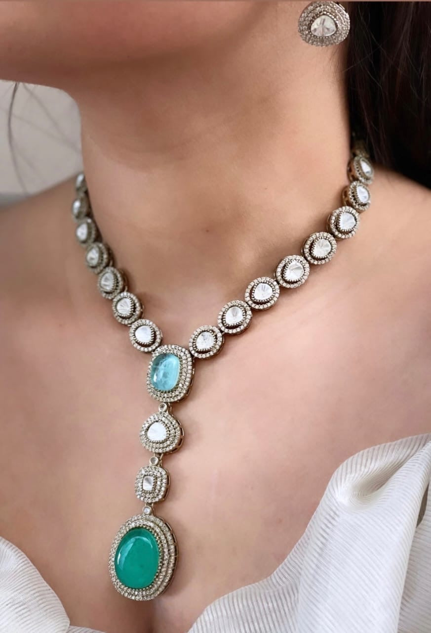 Long Polki Necklace – Elegant Traditional Design by Mercy Jewels