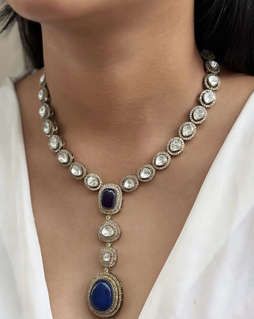 Long Polki Necklace – Elegant Traditional Design by Mercy Jewels