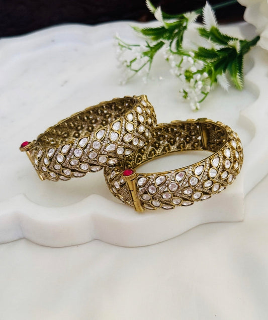 Elegant Kundan Polki Openable Bangles for Women | Traditional Bridal & Festive Jewelry