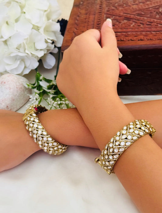 Elegant Kundan Polki Openable Bangles for Women | Traditional Bridal & Festive Jewelry